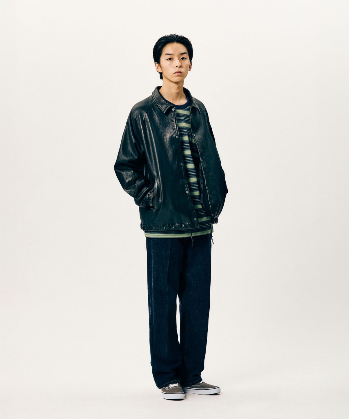 에스피오나지(ESPIONAGE) Washed Sheepskin Coach Jacket Black