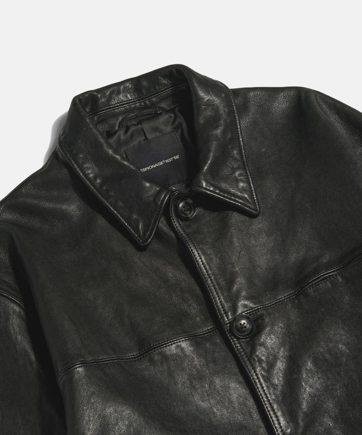 에스피오나지(ESPIONAGE) Washed Sheepskin Car Coat Black