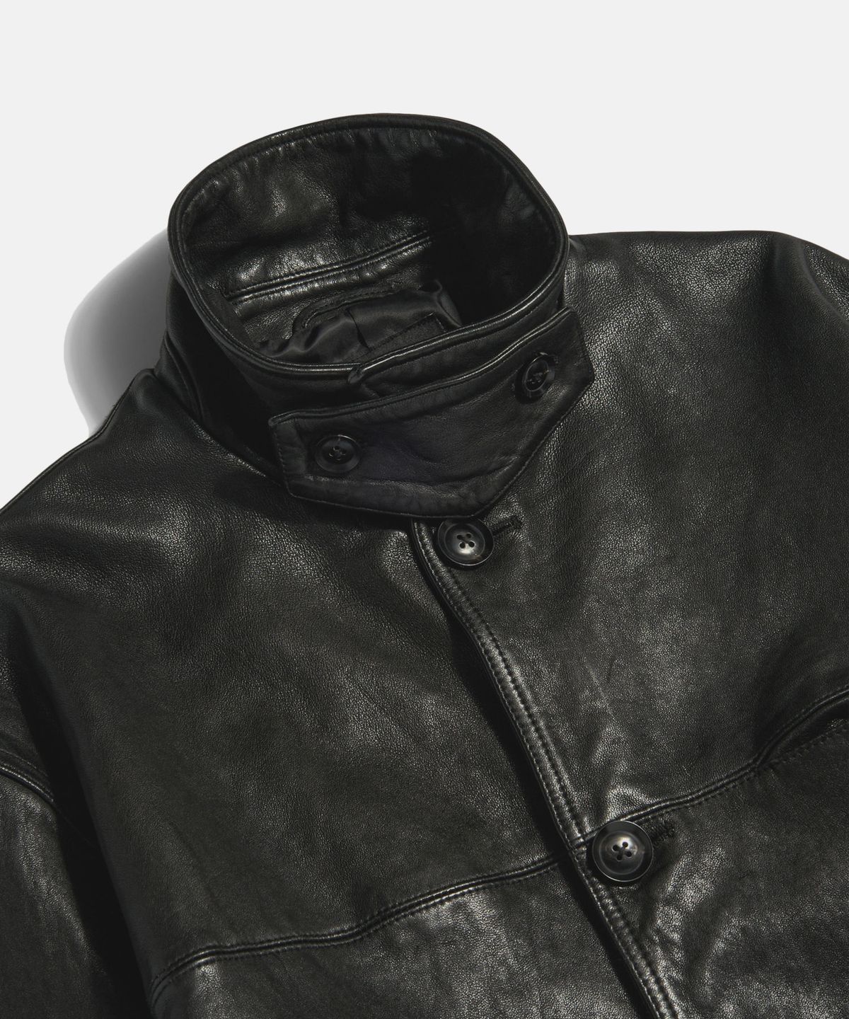 에스피오나지(ESPIONAGE) Washed Sheepskin Car Coat Black