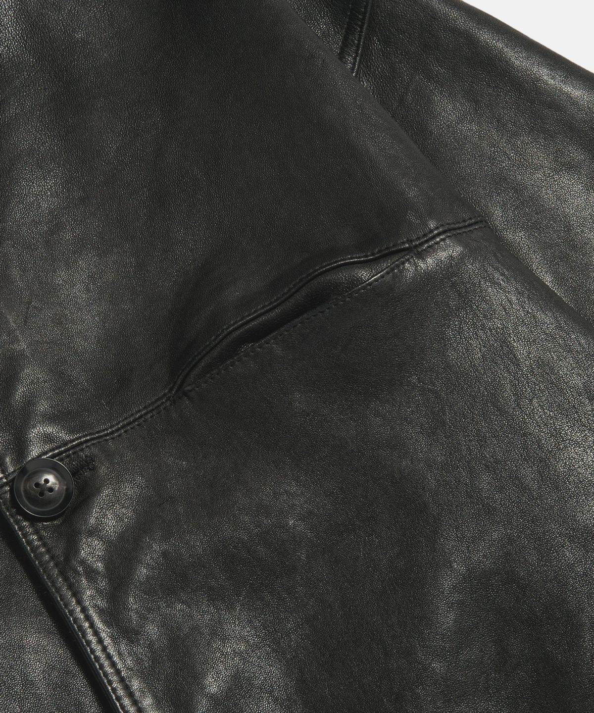 에스피오나지(ESPIONAGE) Washed Sheepskin Car Coat Black
