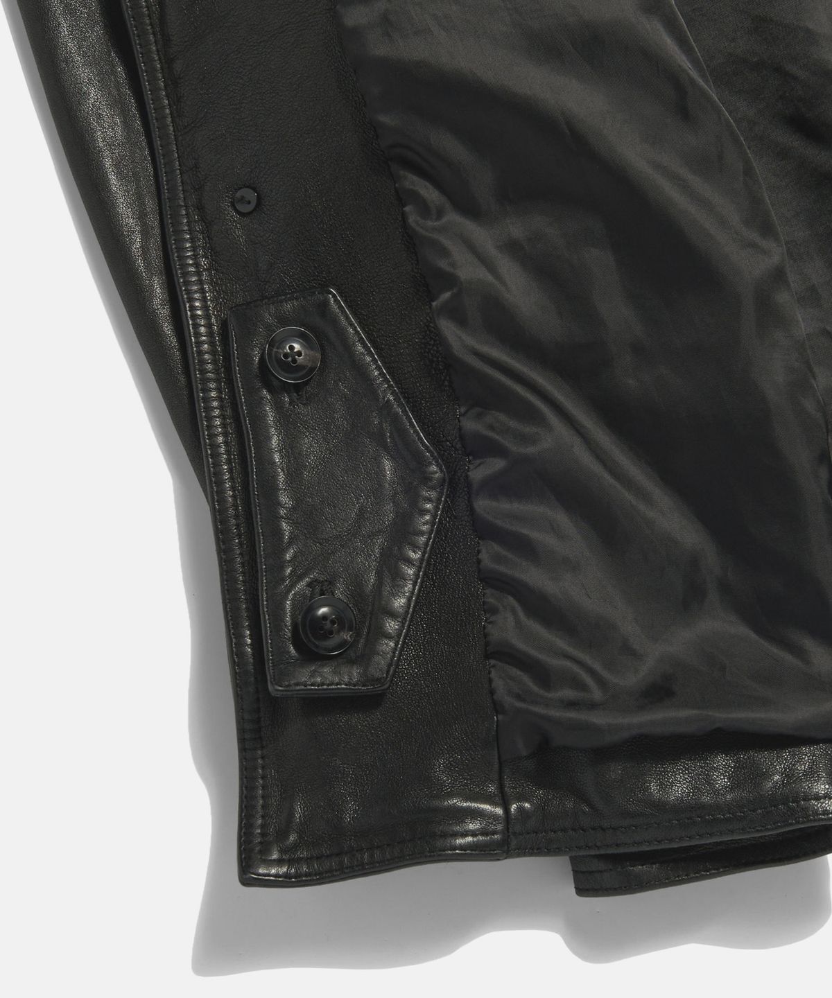 에스피오나지(ESPIONAGE) Washed Sheepskin Car Coat Black