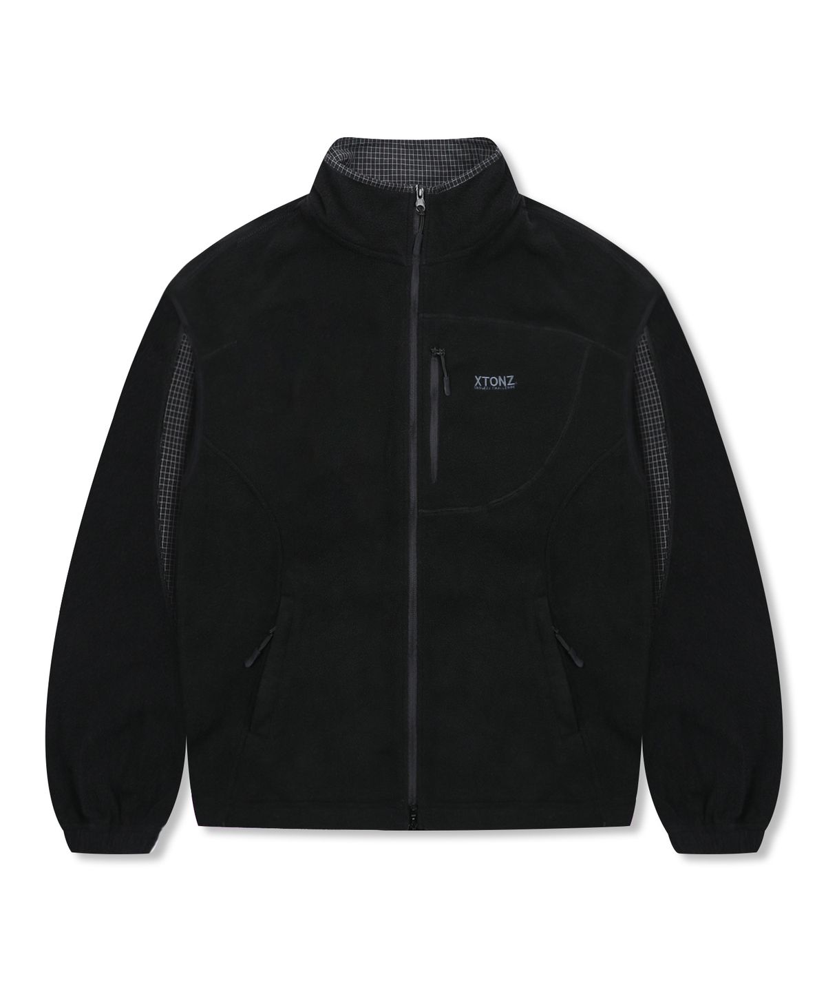 엑스톤즈(XTONZ) XJ134 체크 믹스드 플리스 자켓 (BLACK)