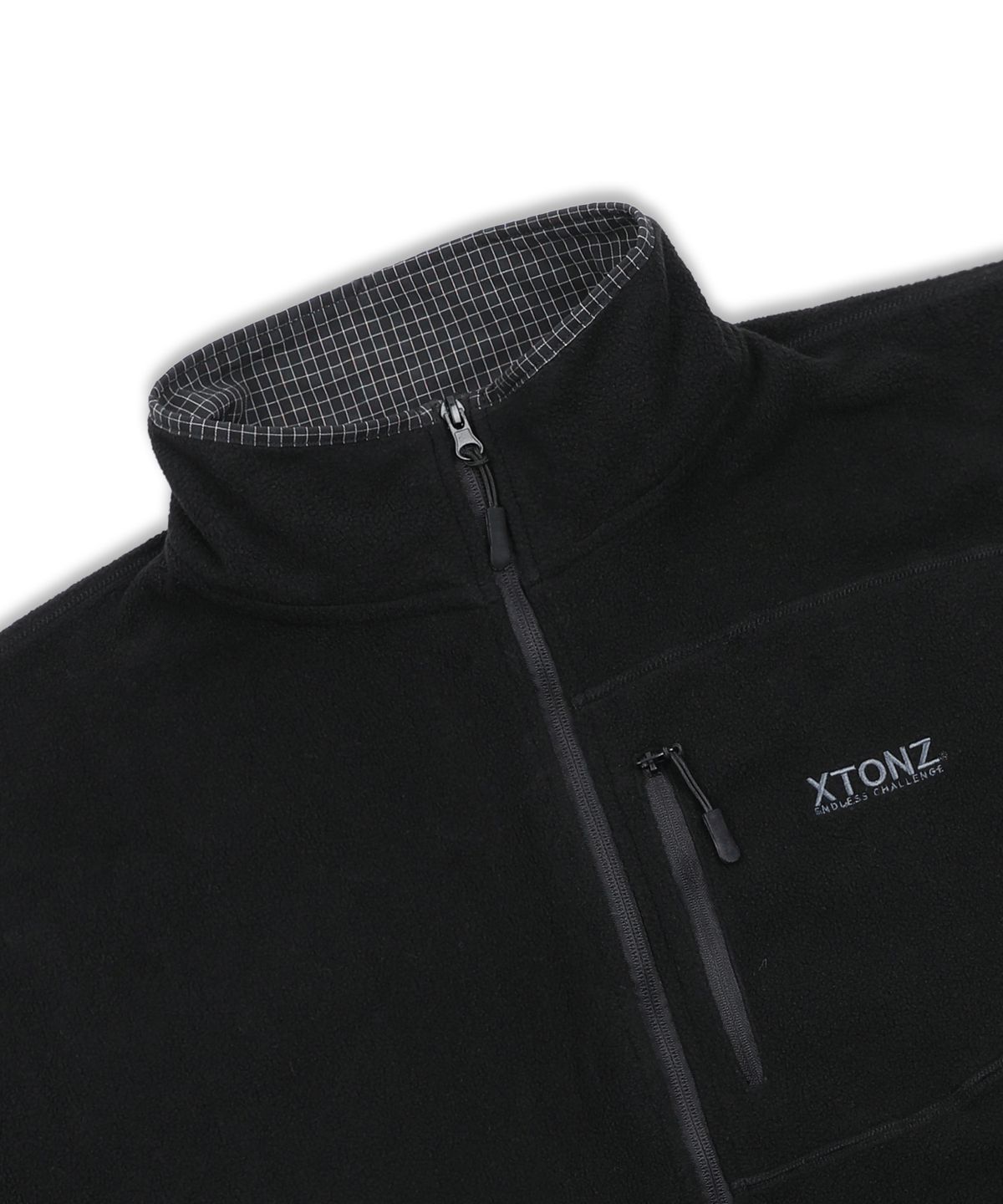 엑스톤즈(XTONZ) XJ134 체크 믹스드 플리스 자켓 (BLACK)