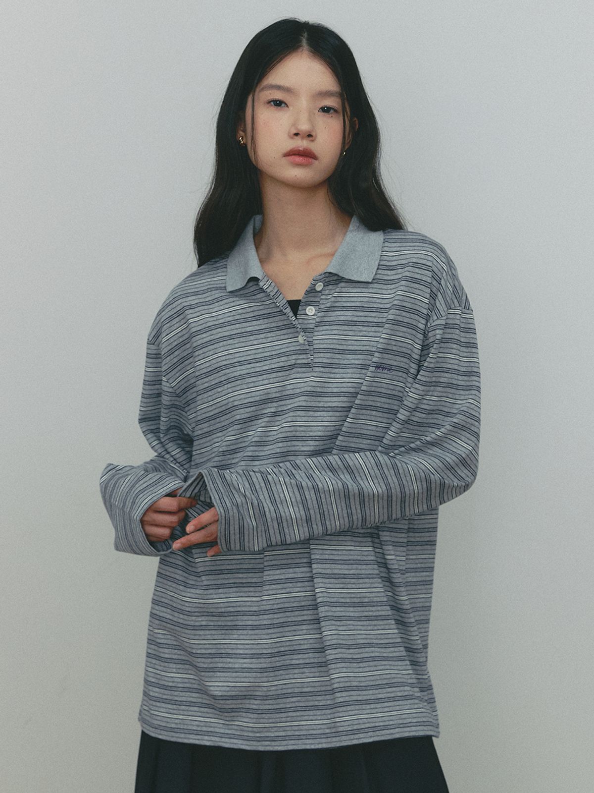 쎄미(SSEMI) SSEMI STRIPE PK T-SHIRT(GR)