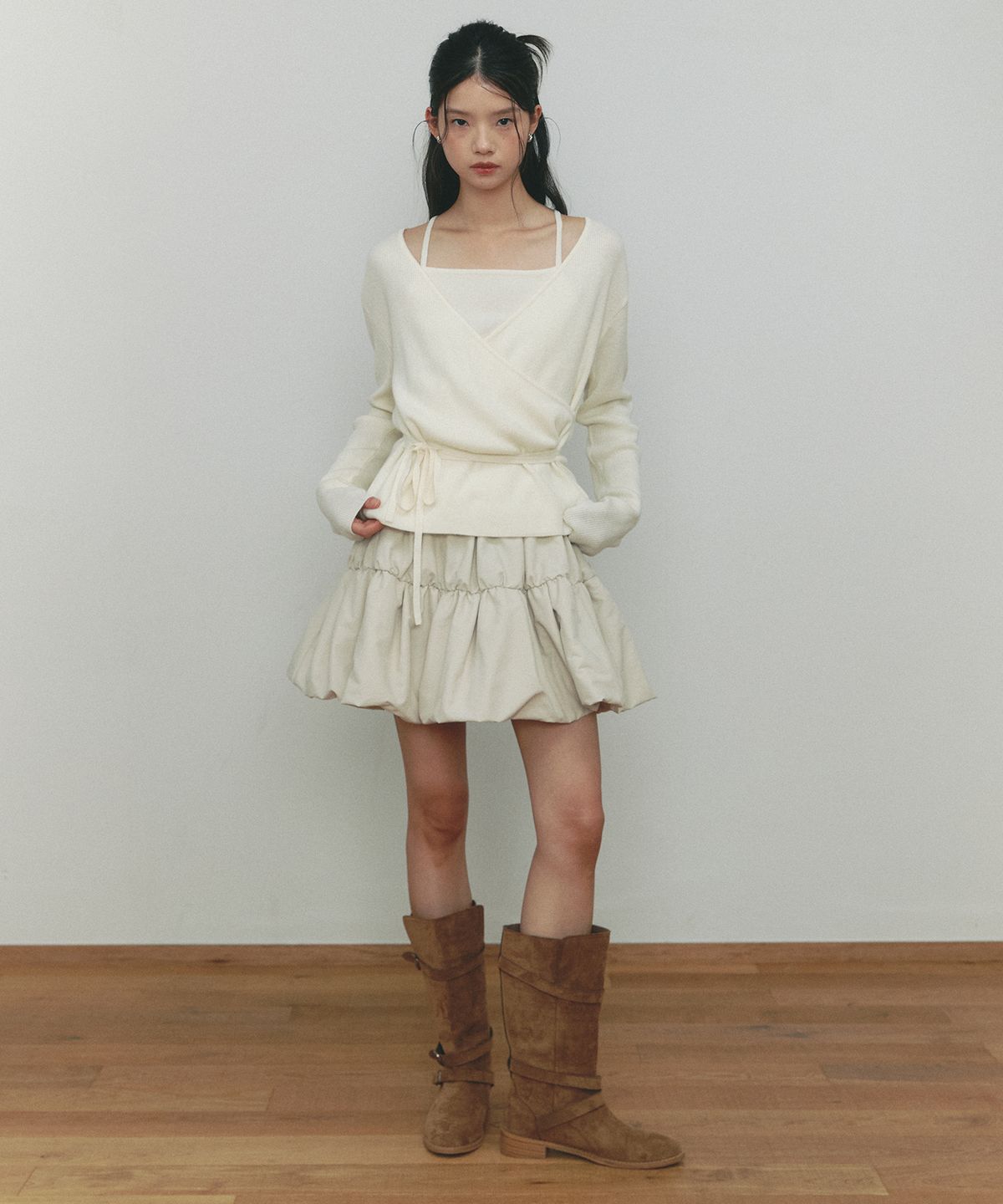 쎄미(SSEMI) SHRRING BALLOON MINI SKIRT(CR)