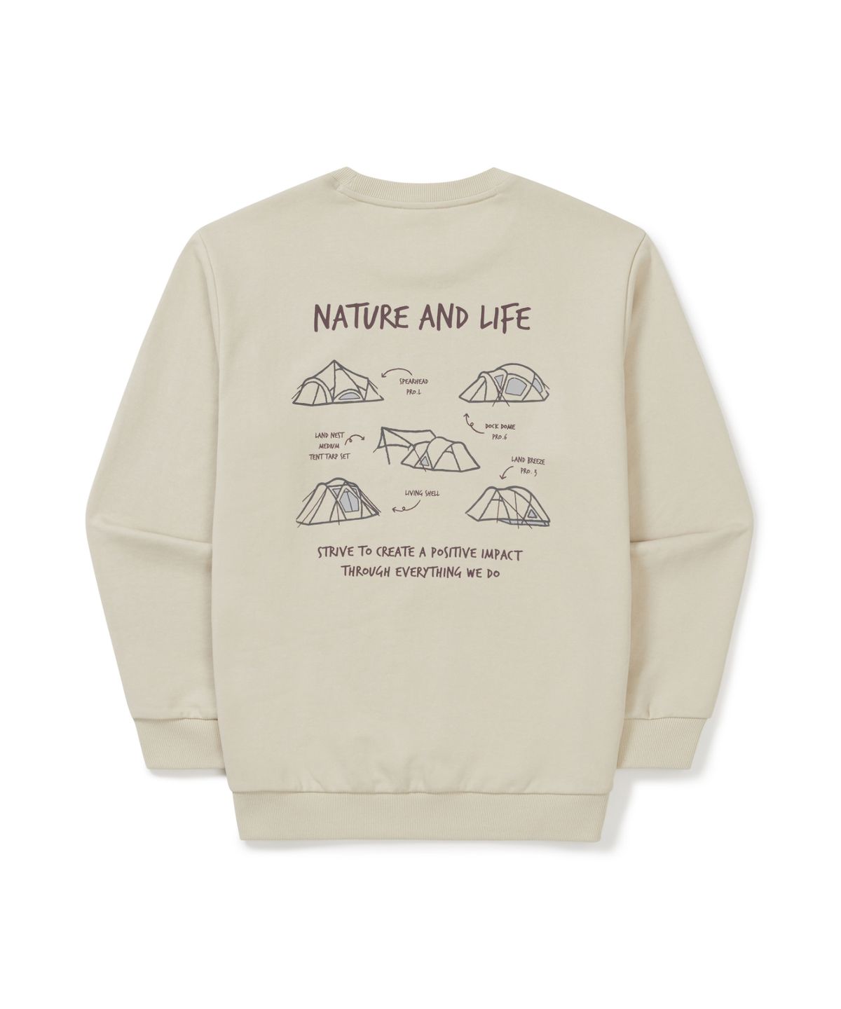 스노우피크 어패럴(SNOWPEAK APPAREL) 텐트 그래픽 맨투맨 (S25FMFHT62) Light Beige