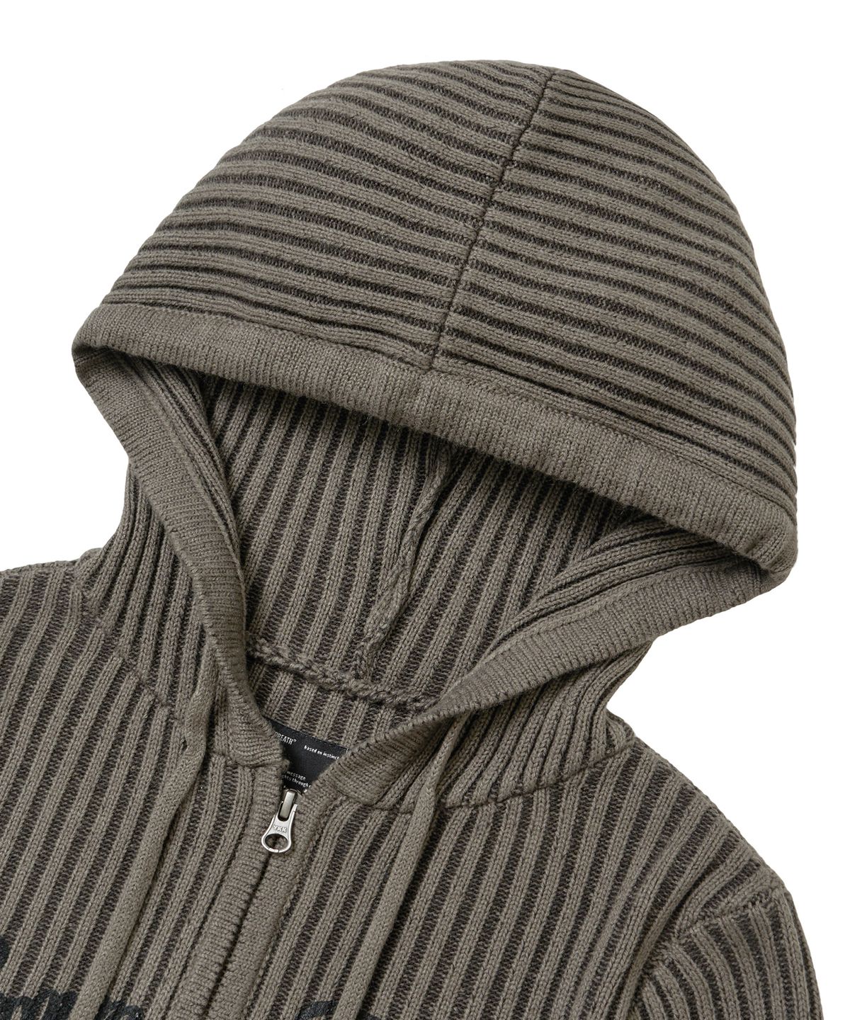 브라운브레스(BROWNBREATH) W TWOTONE RIB HOOD ZIP UP - CHARCOAL