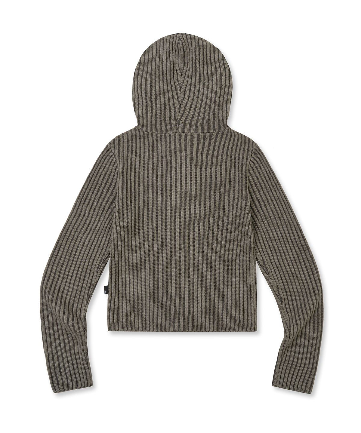 브라운브레스(BROWNBREATH) W TWOTONE RIB HOOD ZIP UP - CHARCOAL