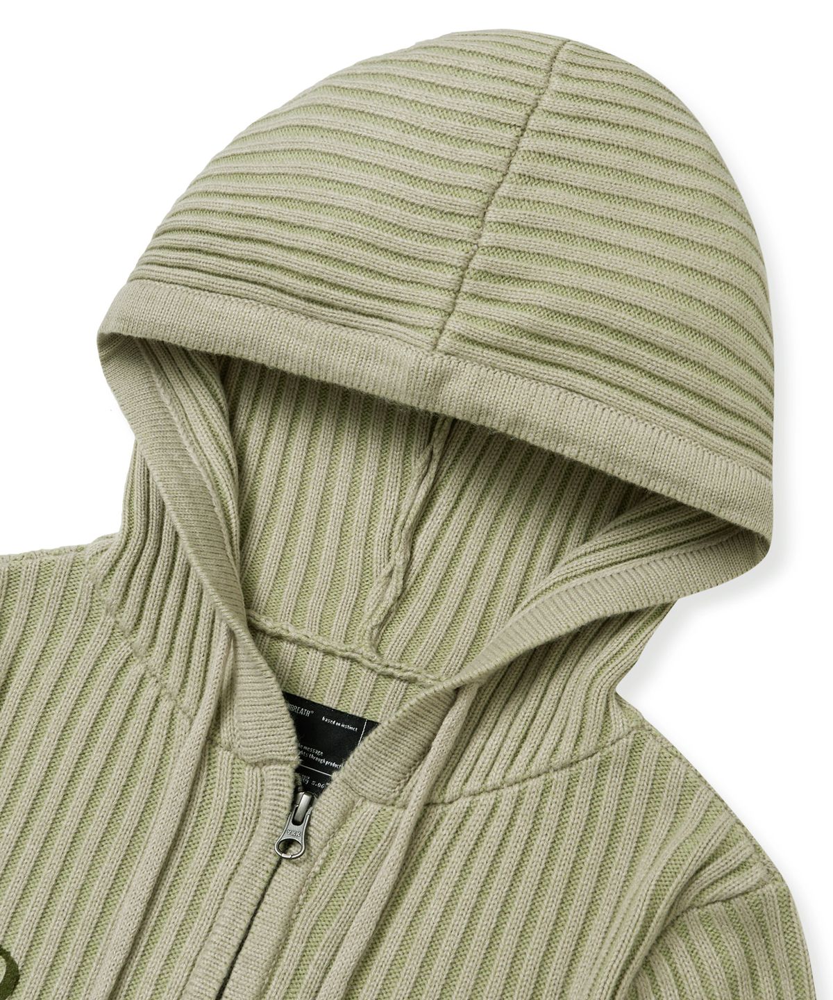 브라운브레스(BROWNBREATH) W TWOTONE RIB HOOD ZIP UP - GREEN