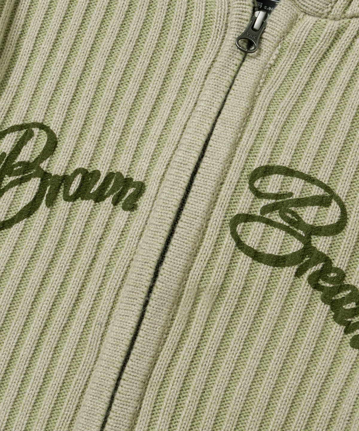 브라운브레스(BROWNBREATH) W TWOTONE RIB HOOD ZIP UP - GREEN