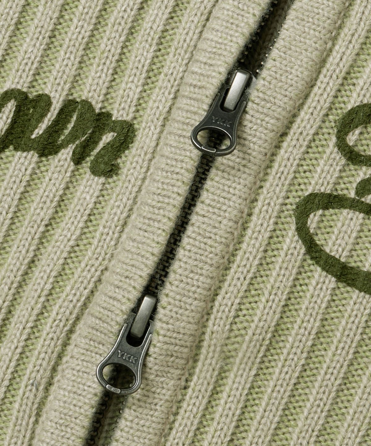 브라운브레스(BROWNBREATH) W TWOTONE RIB HOOD ZIP UP - GREEN