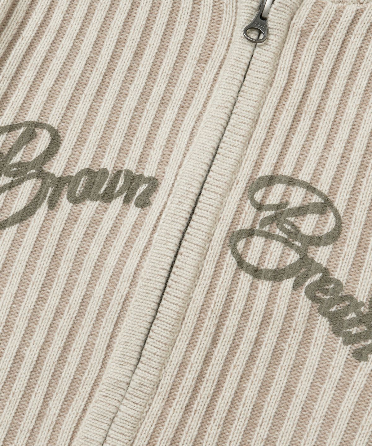 브라운브레스(BROWNBREATH) W TWOTONE RIB HOOD ZIP UP - CREAM