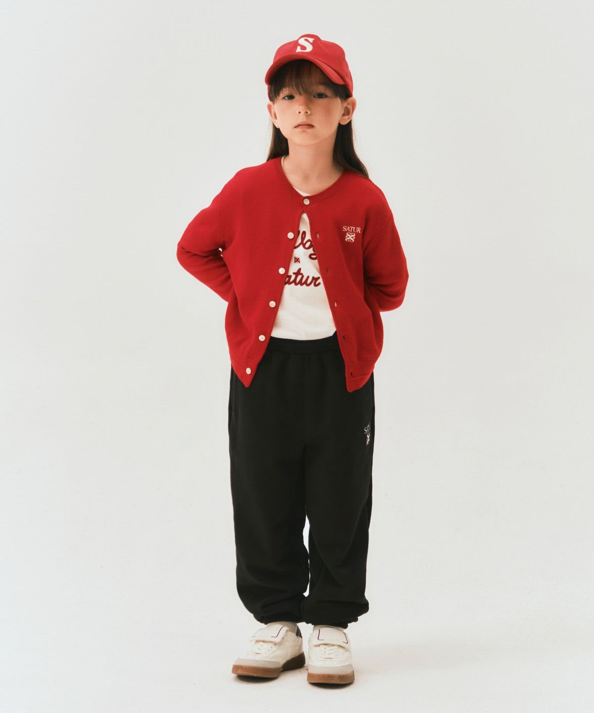 세터 키즈(SATUR KIDS) (K) 빈티지 캐쥬얼 볼캡 레드