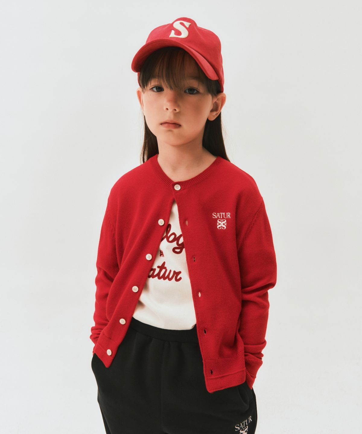 세터 키즈(SATUR KIDS) (K) 빈티지 캐쥬얼 볼캡 레드