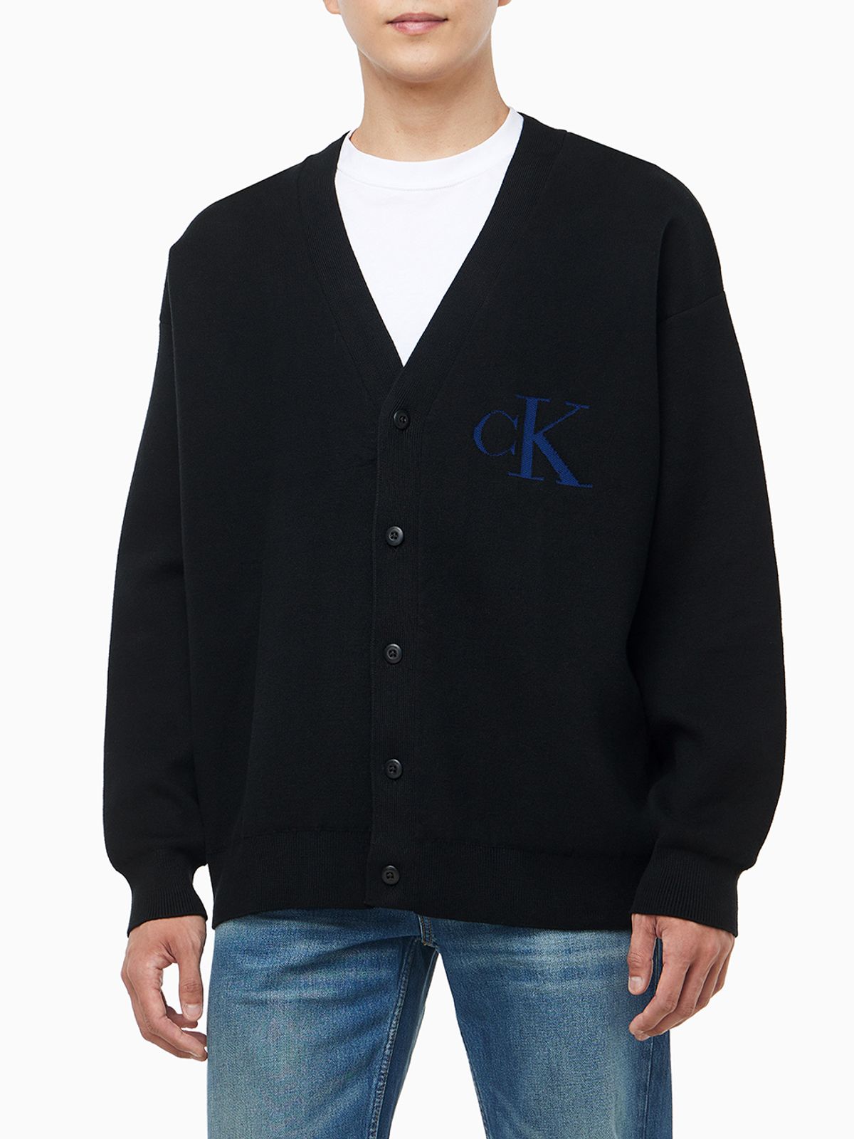 캘빈클라인 진(CALVIN KLEIN JEANS) 남성 코튼 캐시미어 3D 로고 가디건 4RD304G UB1