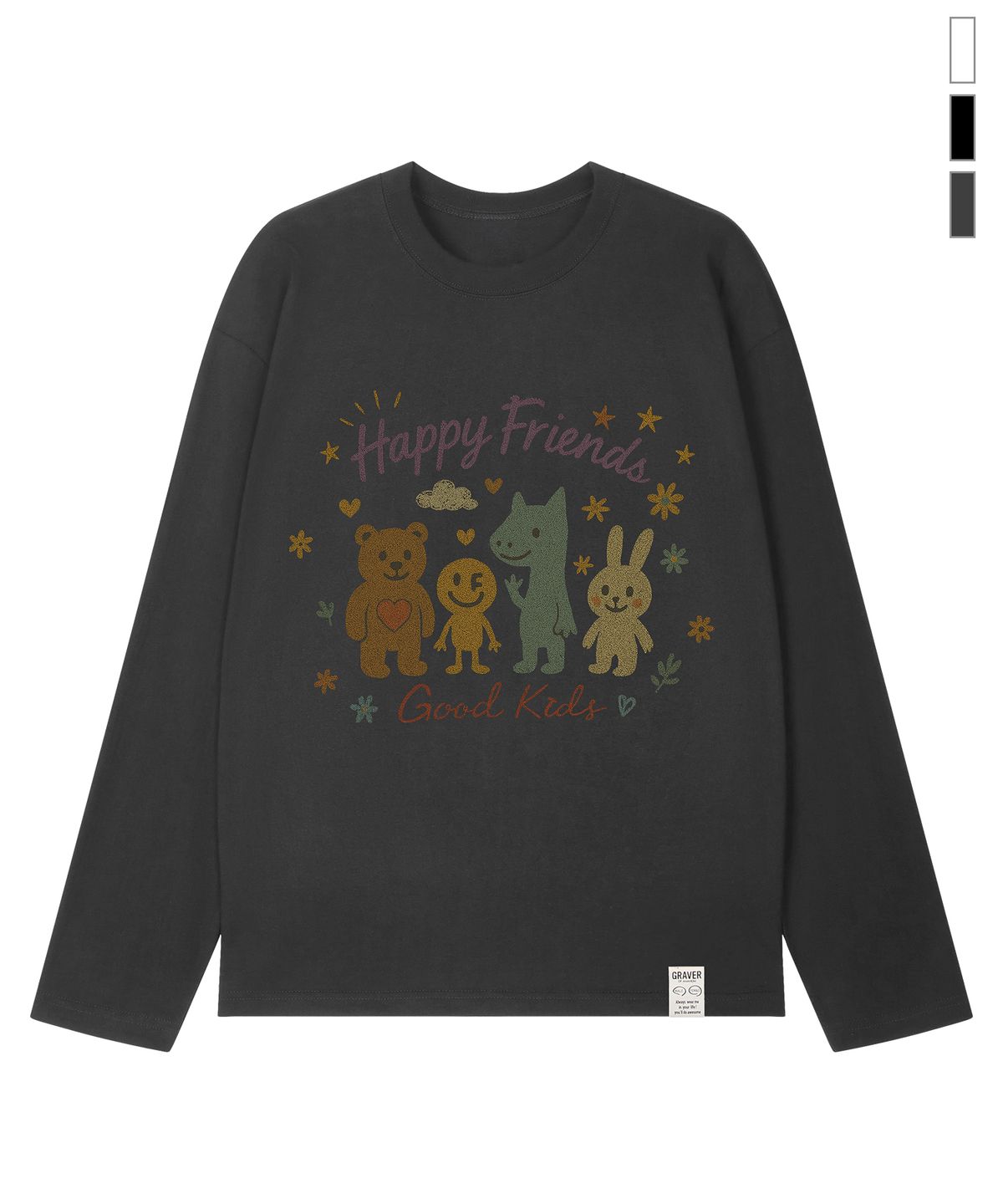 그레이버(GRAVER) [UNISEX]HAPPY FRIENDS 롱슬리브 티셔츠_3color
