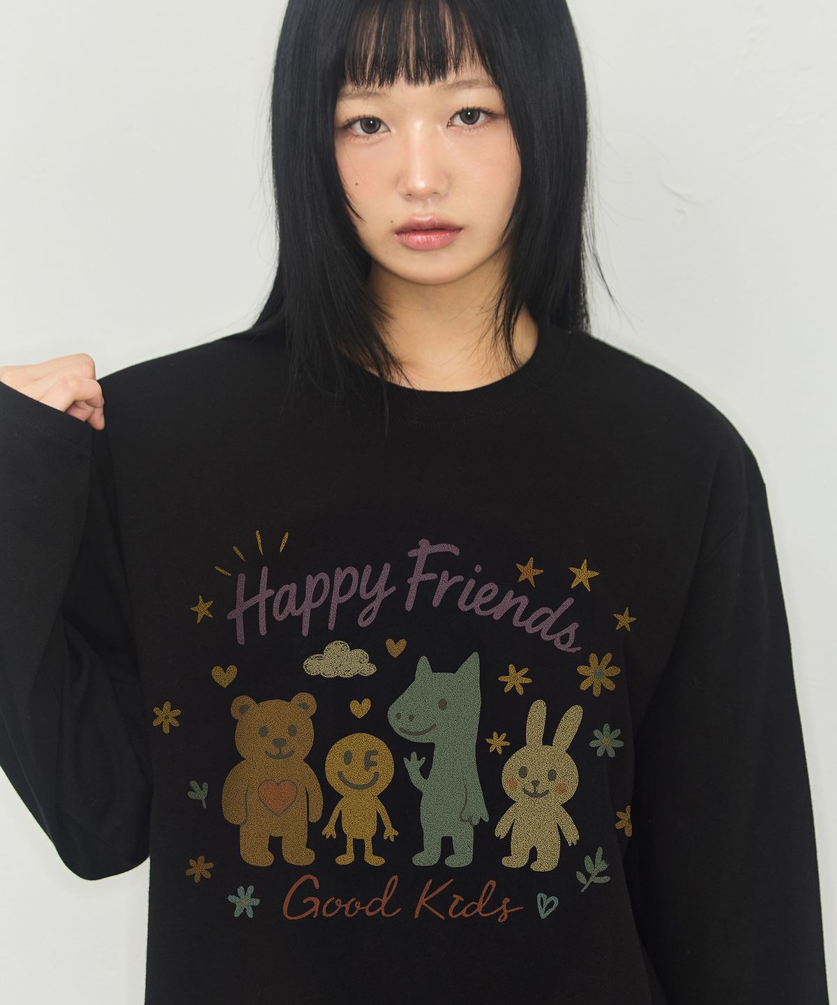 그레이버(GRAVER) [UNISEX]HAPPY FRIENDS 롱슬리브 티셔츠_3color