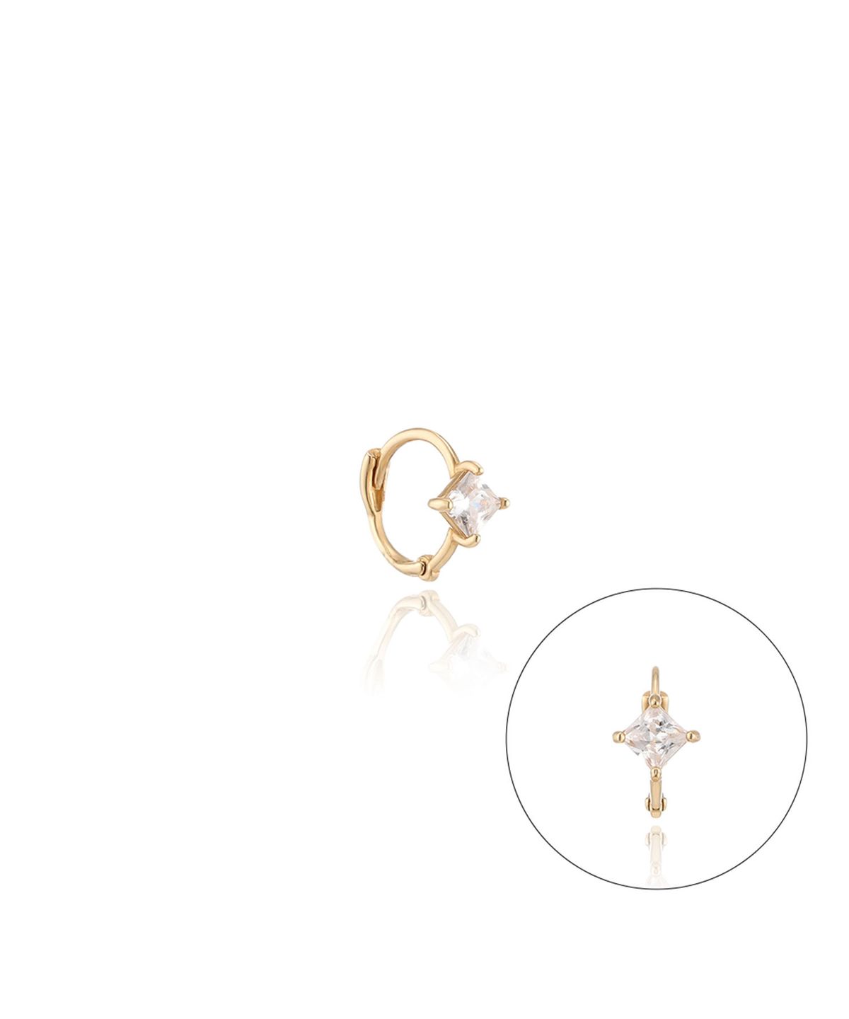 로이드(LLOYD) 클래식 스퀘어 스톤 14K 골드 원터치 반쪽 귀걸이 LOFP1008G