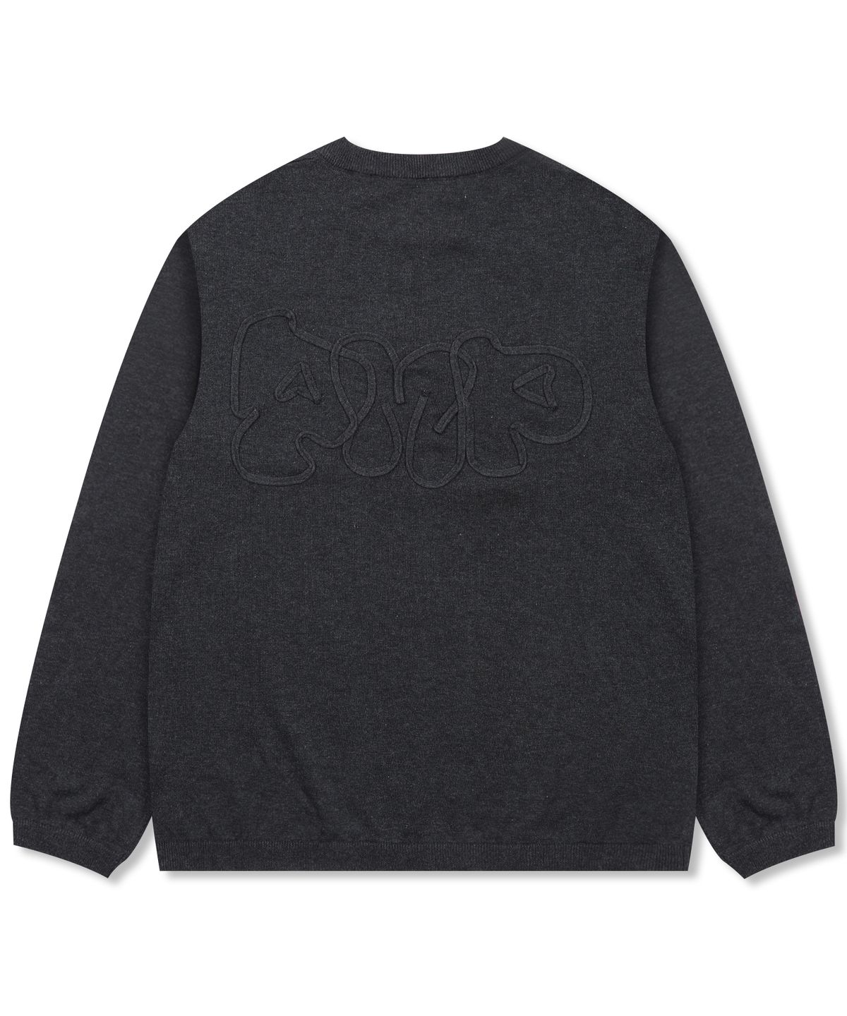 글랙(GLACK) GZNT004 PMP 라인 아플리케 헨리넥 니트 (CHARCOAL GRAY)