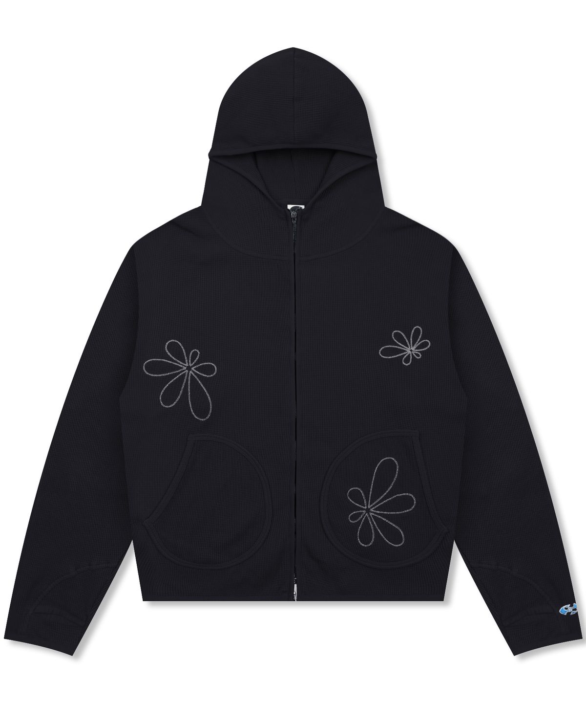 글랙(GLACK) GZHD001 헤이즈 와플 집업 후드 (BLACK)