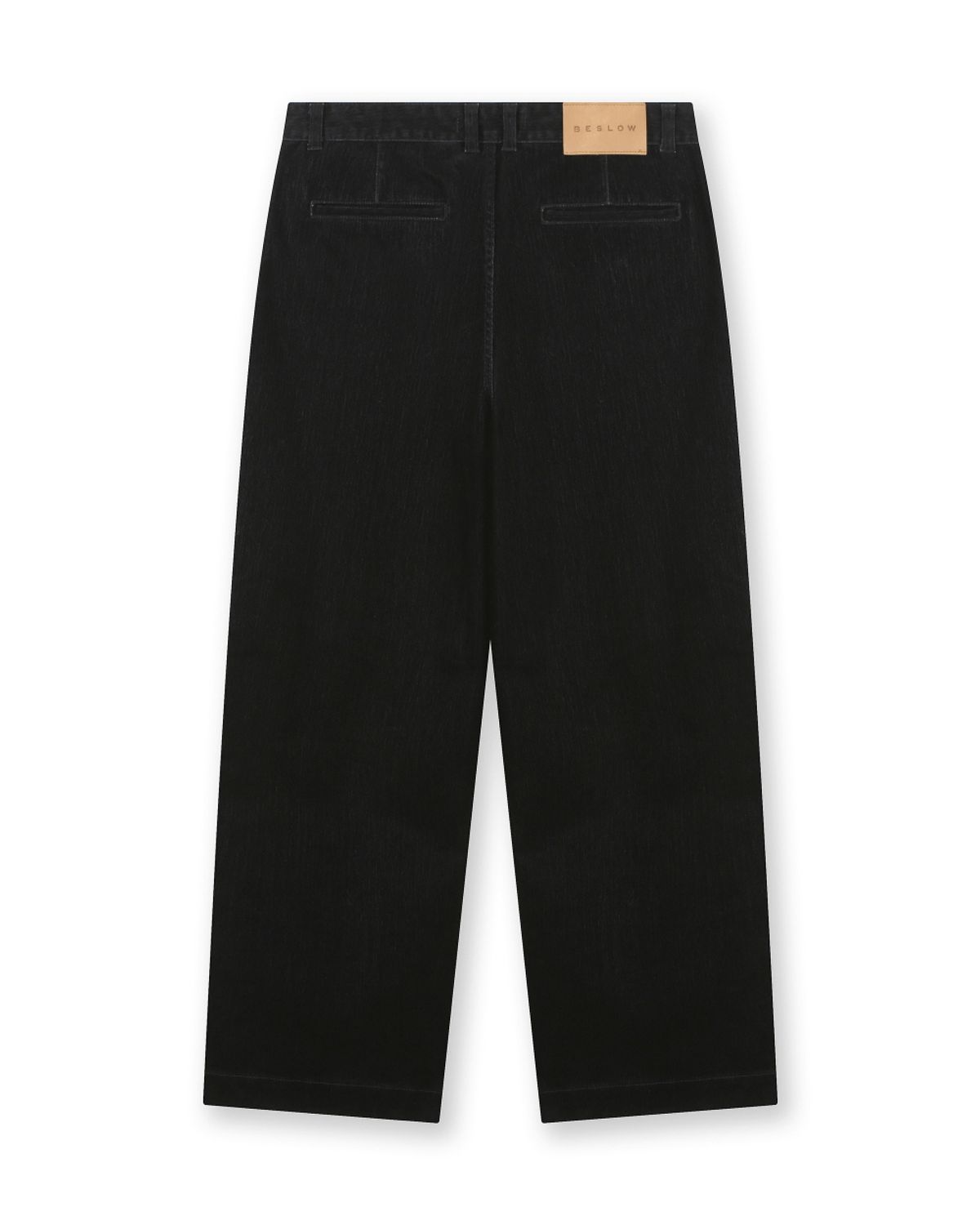 비슬로우(BESLOW) VELVET DENIM ONE TUCK CURVED PANTS BLACK