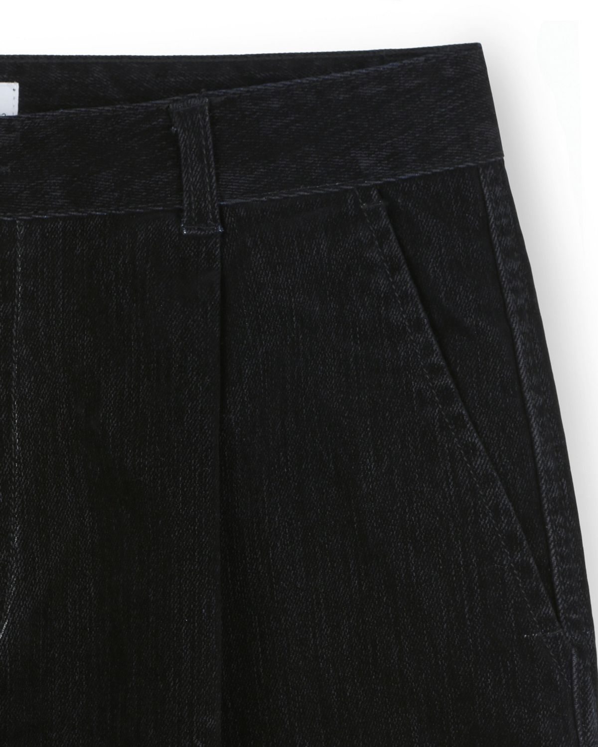 비슬로우(BESLOW) VELVET DENIM ONE TUCK CURVED PANTS BLACK