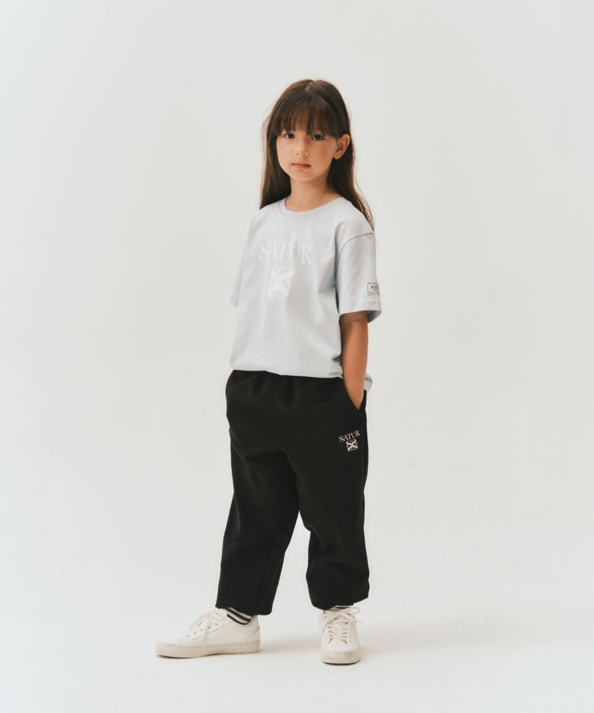 세터 키즈(SATUR KIDS) (K) 클래식 로고 스웨트팬츠 블랙 핑크