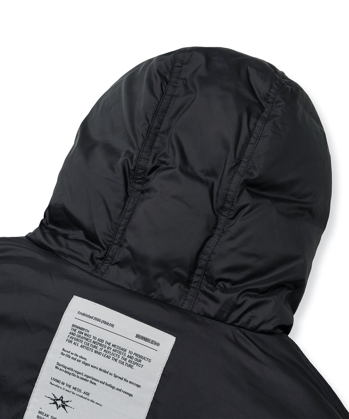 브라운브레스(BROWNBREATH) TAG LIGHT PADDING HOOD JACKET - BLACK