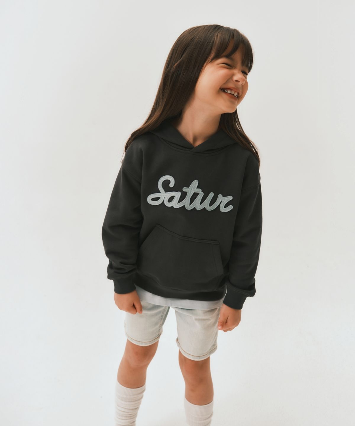 세터 키즈(SATUR KIDS) (K) 세터 아플리케 후드 차콜