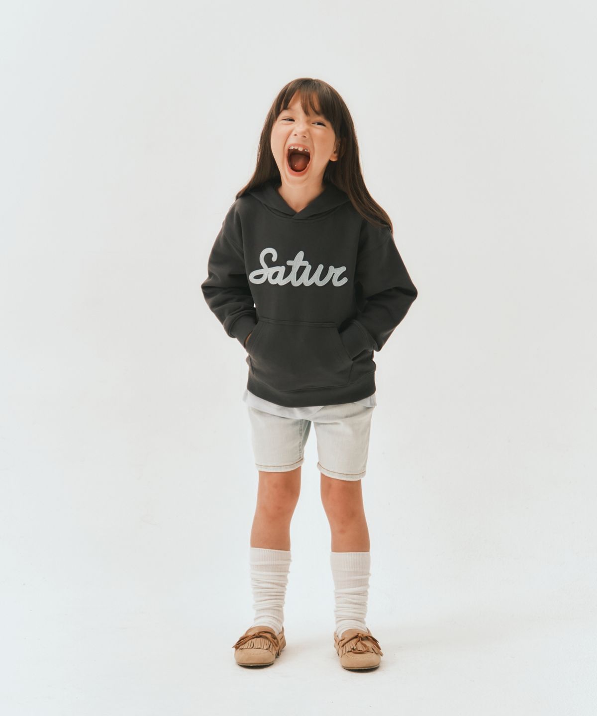 세터 키즈(SATUR KIDS) (K) 세터 아플리케 후드 차콜
