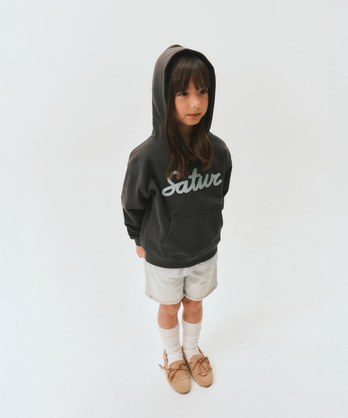 세터 키즈(SATUR KIDS) (K) 세터 아플리케 후드 차콜