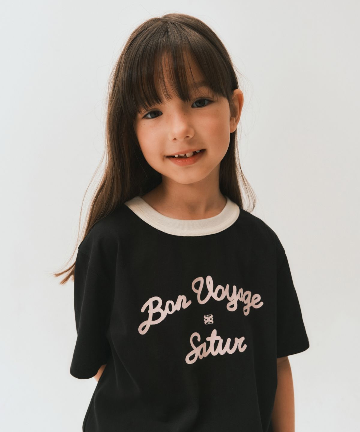 세터 키즈(SATUR KIDS) (K) 세터 로고 보야지 반팔 티셔츠 블랙 핑크
