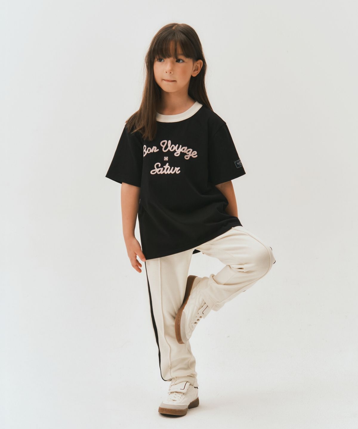 세터 키즈(SATUR KIDS) (K) 세터 로고 보야지 반팔 티셔츠 블랙 핑크