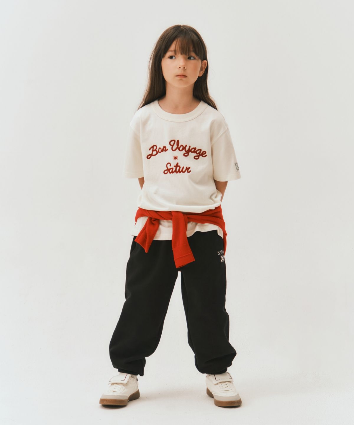 세터 키즈(SATUR KIDS) (K) 세터 로고 보야지 반팔 티셔츠 크림 레드