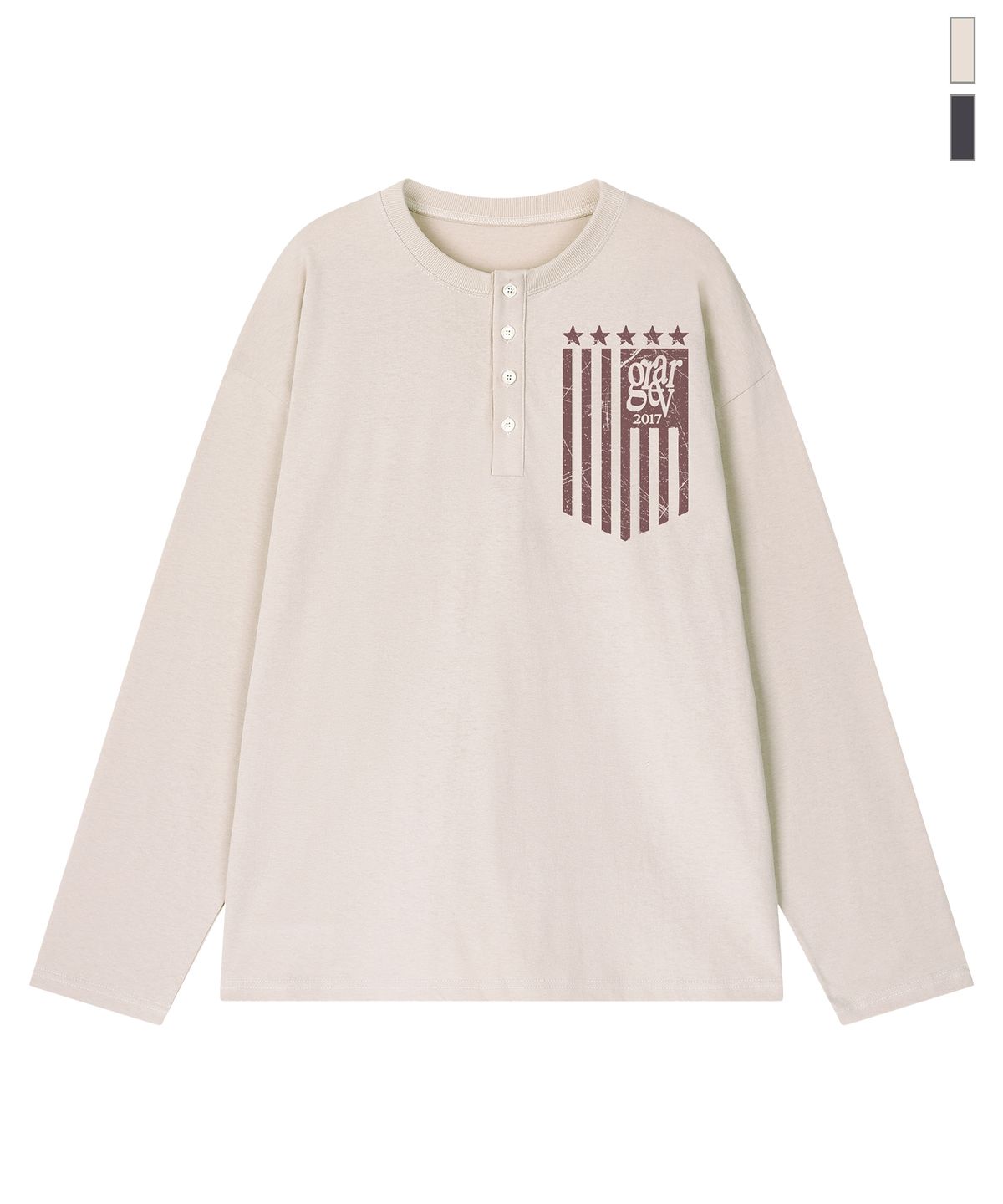 그레이버(GRAVER) [UNISEX]GRAR FLAG 헨리넥 롱슬리브 티셔츠_2color