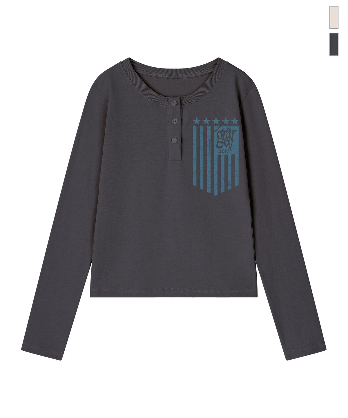그레이버(GRAVER) [UNISEX]GRAR FLAG 헨리넥 롱슬리브 티셔츠_2color