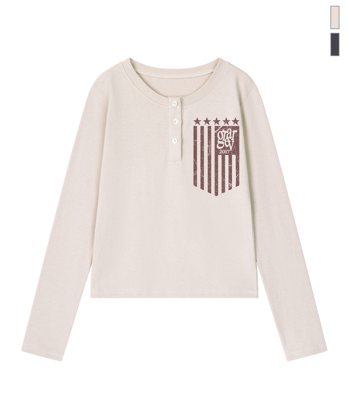 그레이버(GRAVER) [UNISEX]GRAR FLAG 헨리넥 롱슬리브 티셔츠_2color