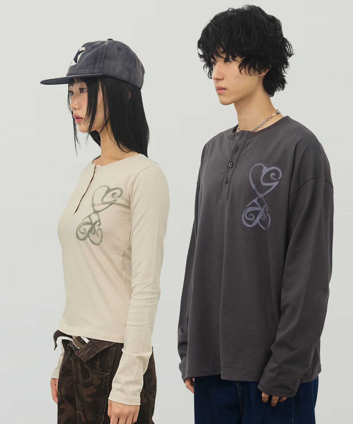 그레이버(GRAVER) [UNISEX]ALL THAT 헨리넥 롱슬리브 티셔츠_2color