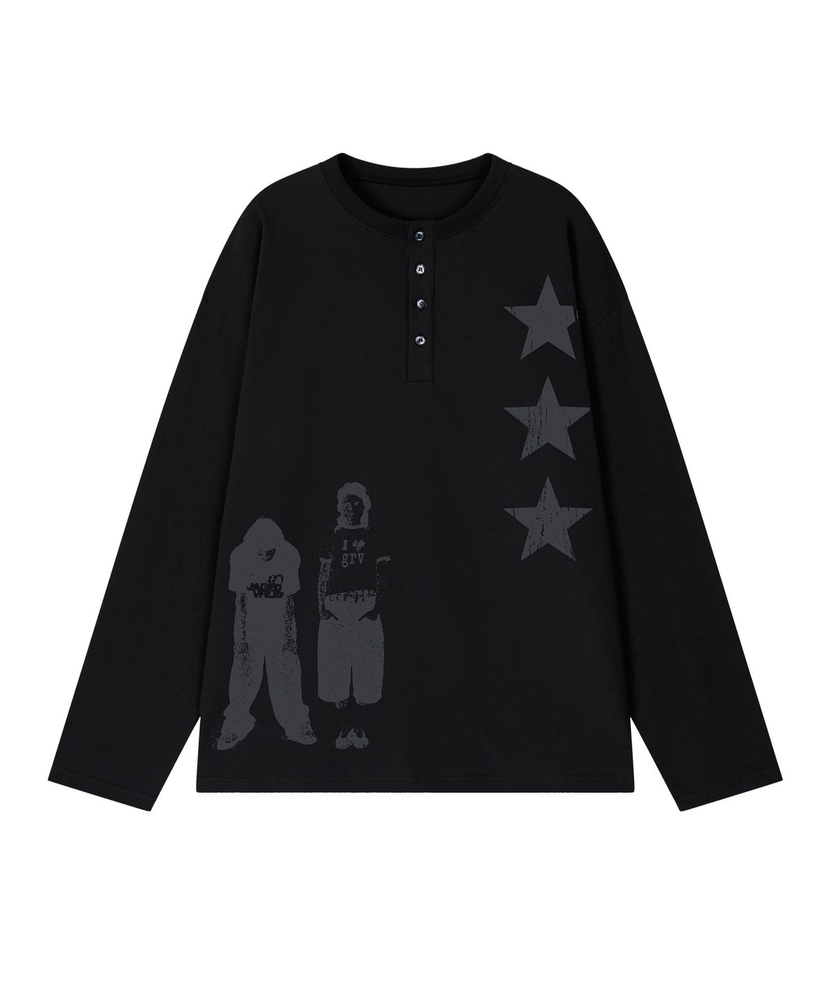그레이버(GRAVER) [UNISEX]STAR 3 헨리넥 롱슬리브 티셔츠_3color