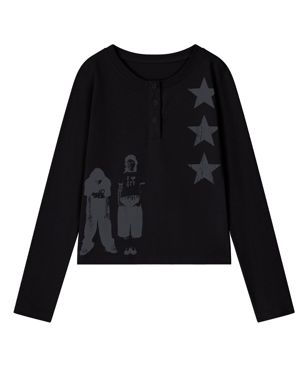 그레이버(GRAVER) [UNISEX]STAR 3 헨리넥 롱슬리브 티셔츠_3color