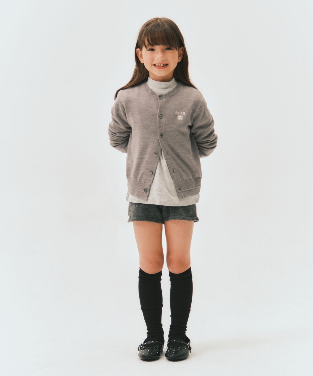 세터 키즈(SATUR KIDS) (K) 로렌 베이직 크루넥 파인 가디건 그레이