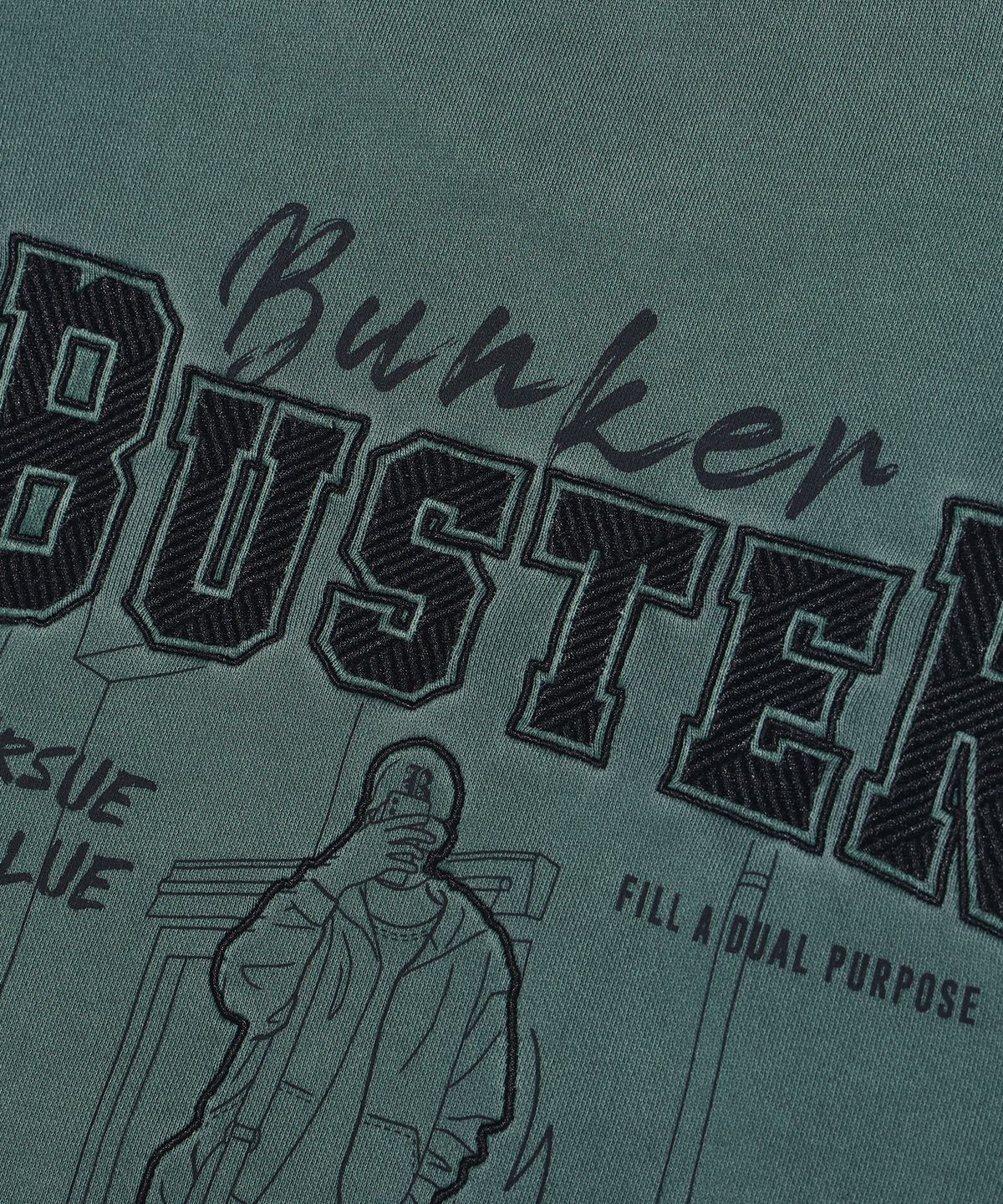 벙커버스터(BUNKERBUSTER) 자수 드로잉 맨투맨 MP3TU647_DARK GREEN