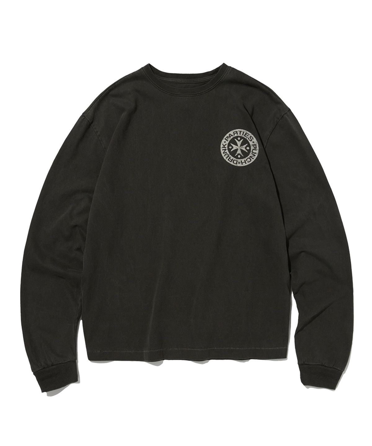 펀치드렁크파티즈(PUNCH DRUNK PARTIES) Hurt Logo Garment Dyed Long Sleeve (CHARCOAL)