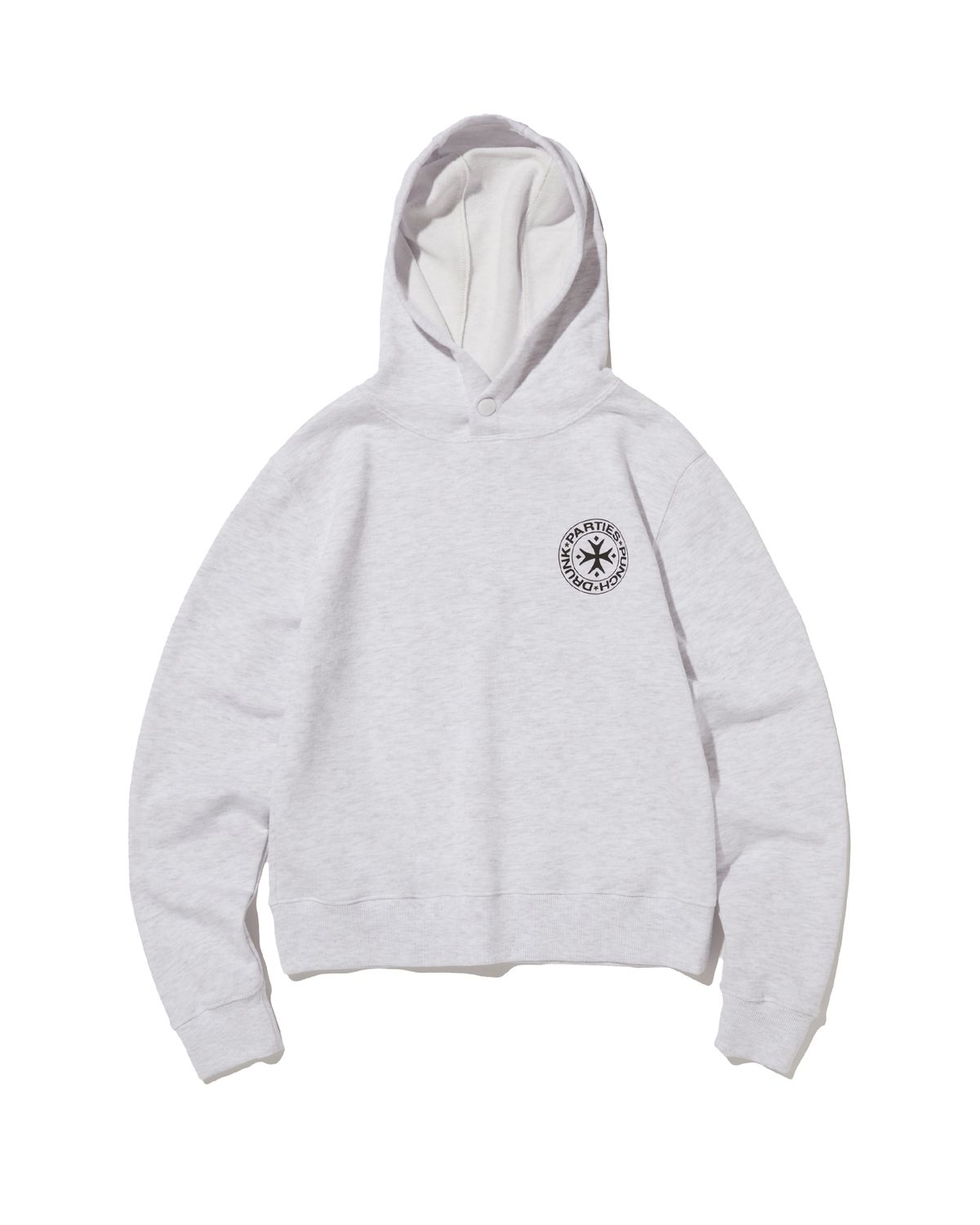 펀치드렁크파티즈(PUNCH DRUNK PARTIES) Circle Logo Slim Hoodie (MELANGE WHTIE)