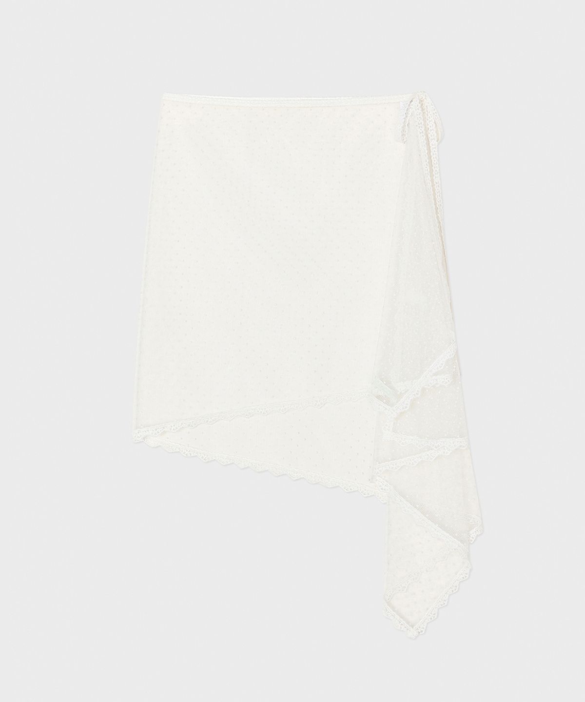 민씨오(MINCO) 도트 레이스 미디 랩 스커트_white