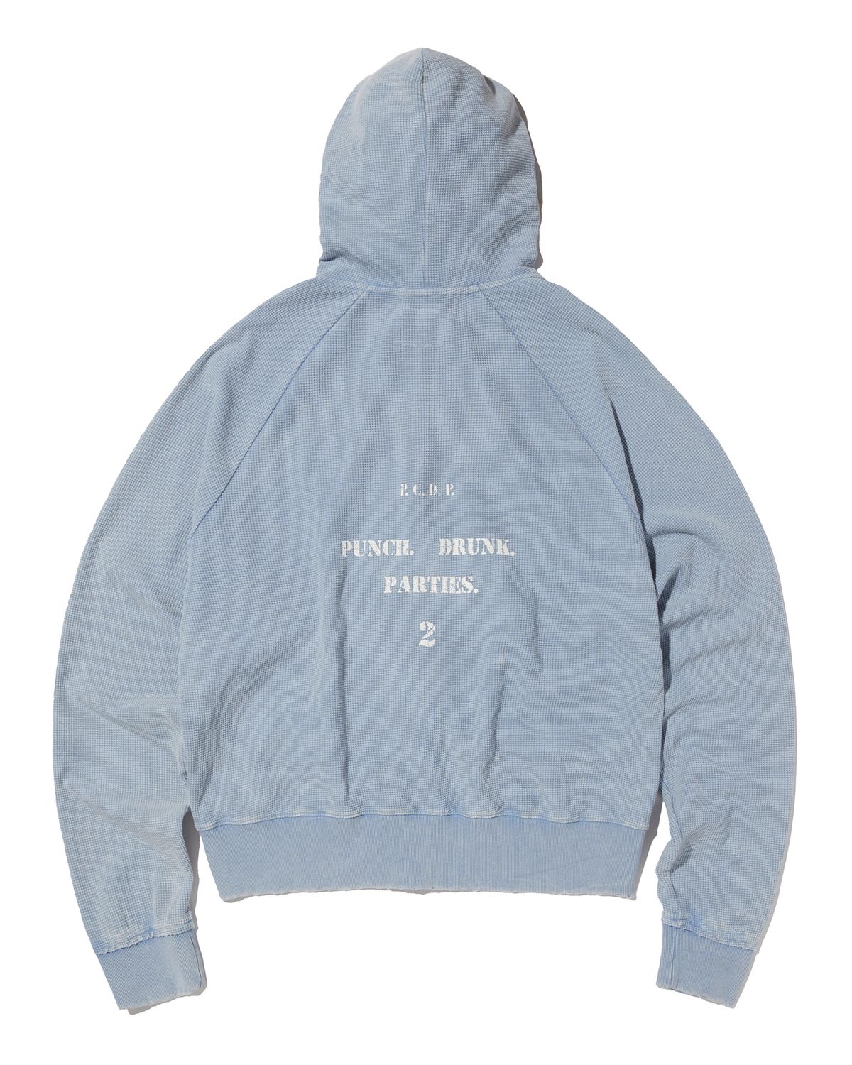 펀치드렁크파티즈(PUNCH DRUNK PARTIES) PCDP Washed Waffle Zip-up Hoodie (WASHED BLUE)