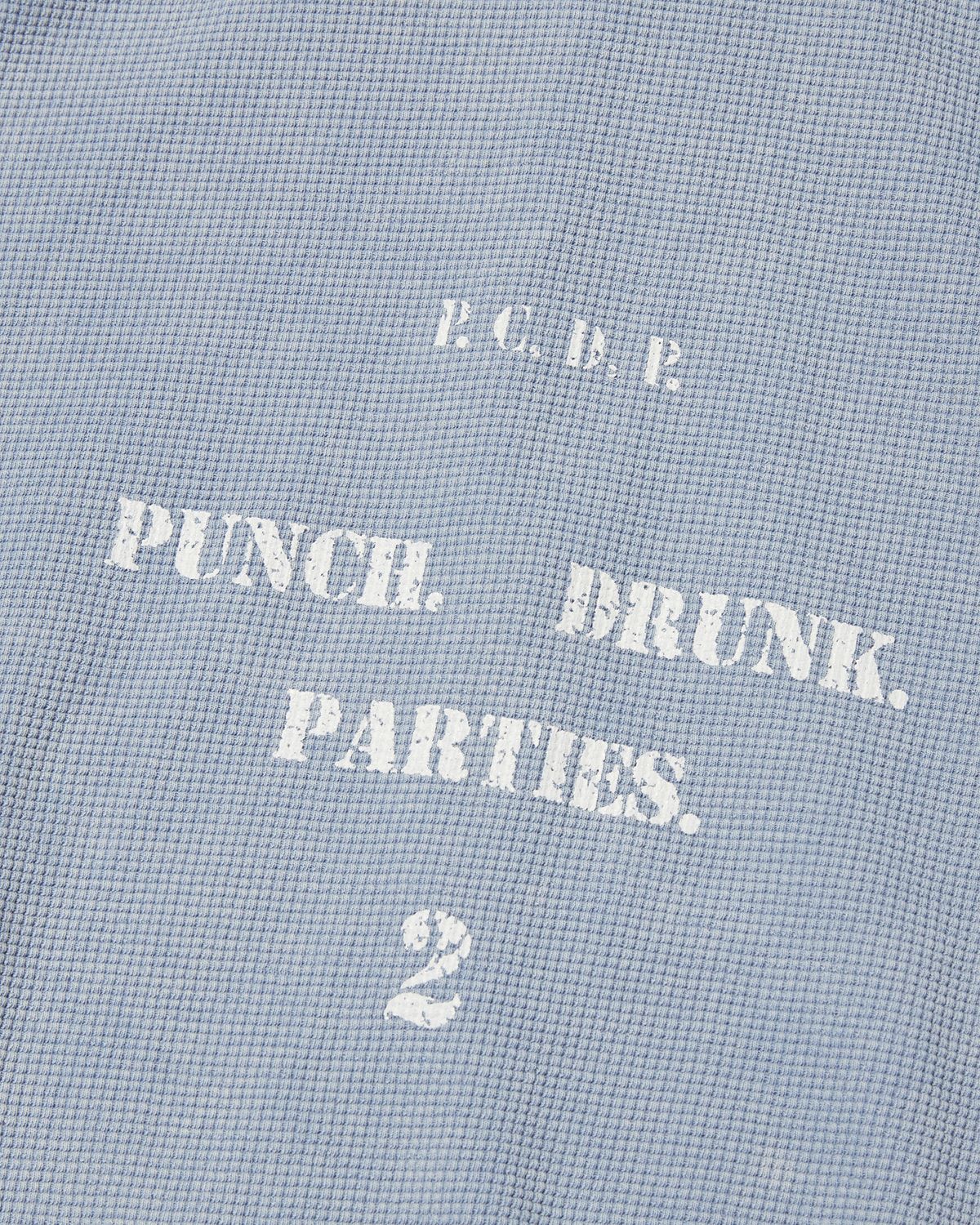 펀치드렁크파티즈(PUNCH DRUNK PARTIES) PCDP Washed Waffle Zip-up Hoodie (WASHED BLUE)