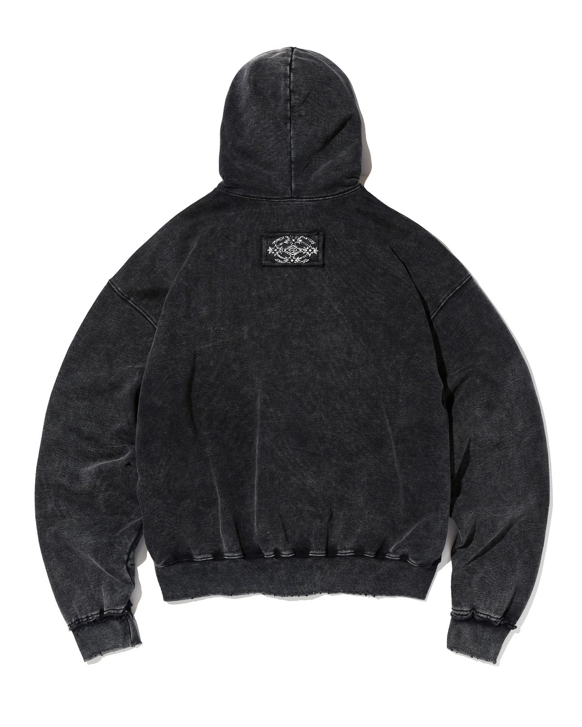 펀치드렁크파티즈(PUNCH DRUNK PARTIES) Crest Logo Vintage Washed Zip-up Hoodie (CHARCOAL)