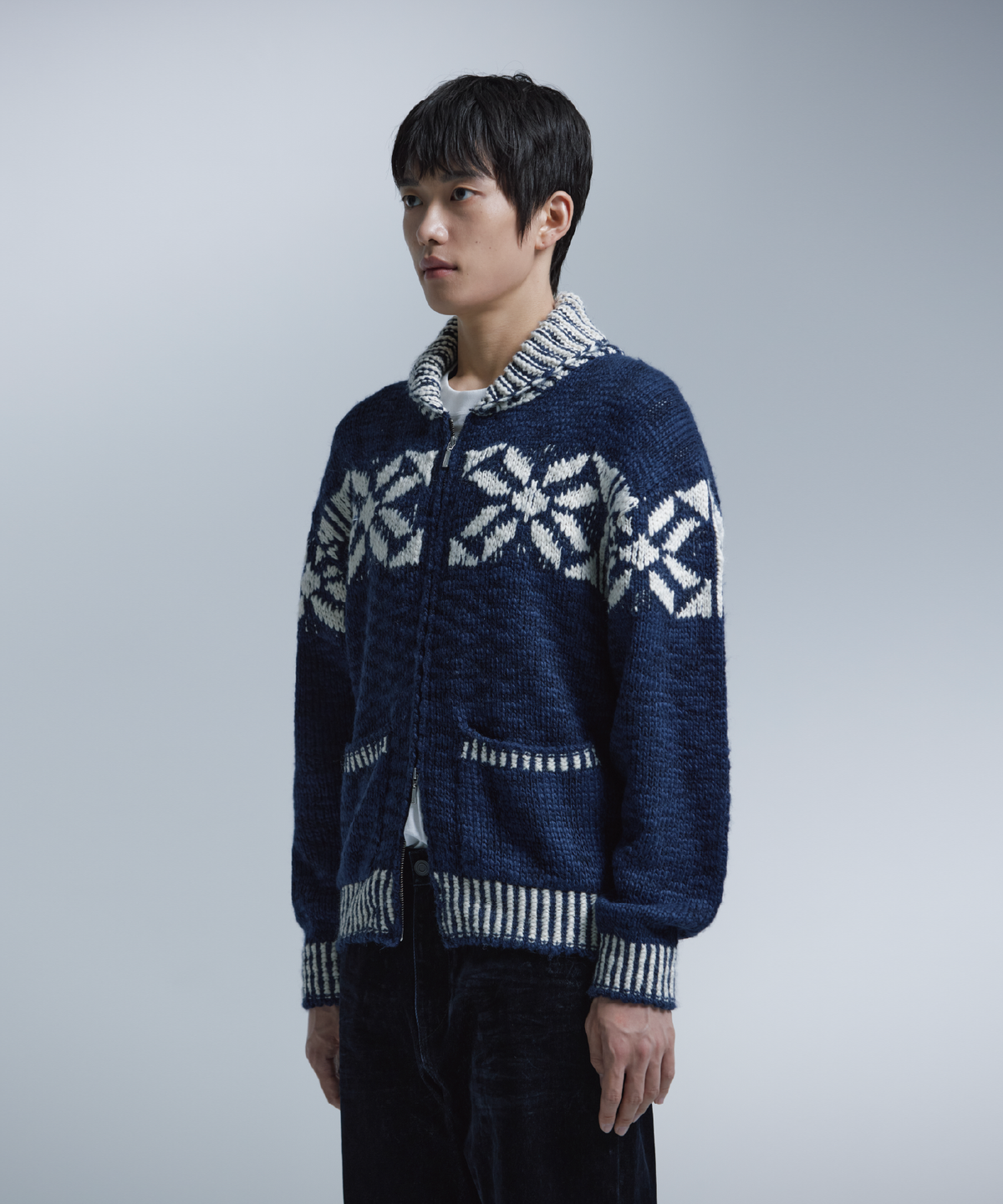넌블랭크(NONBLANK) 코위찬 집업 가디건_NAVY