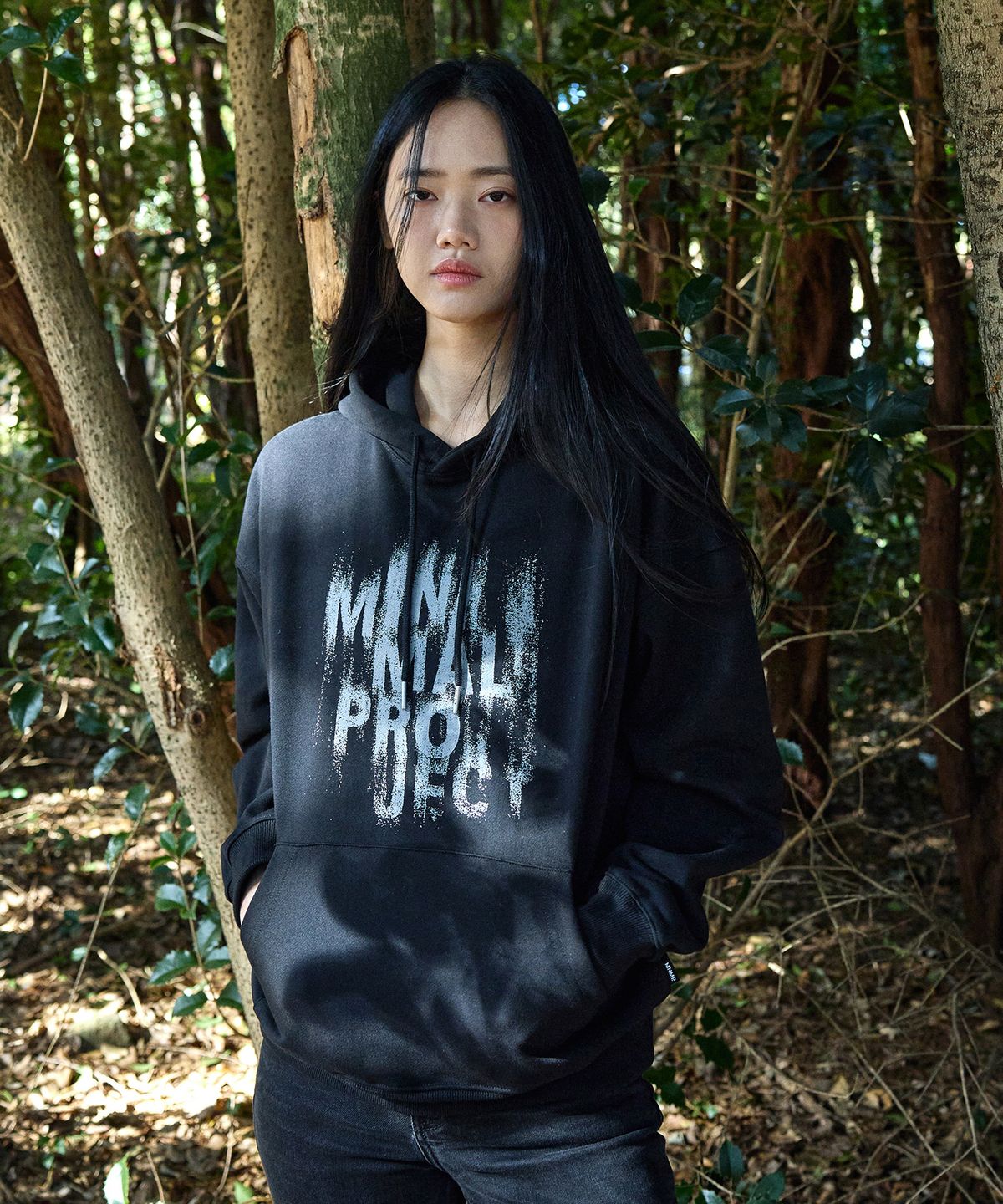 미니멀프로젝트(MINIMALPROJECT) 그래피티 오버핏 후드 티셔츠 MHT129-Z / 3COLOR